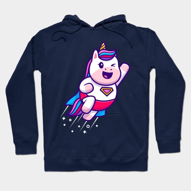 Cute Unicorn Super Flying Cartoon Hoodie by Catalyst Labs